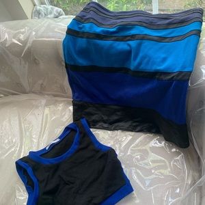 Two piece midriff and Express just above the knee skirt